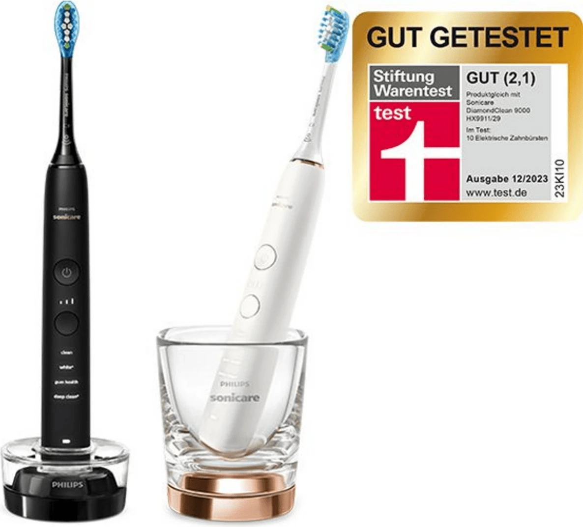 furçë dhëmbësh elektrike, Philips DiamondClean 9000 HX9914/57, set 2 copë, e zezë/e bardhë