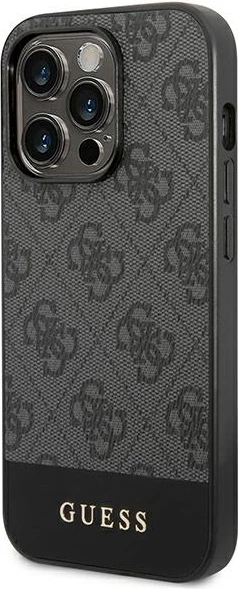 Mbështjellës Guess 4G Stripe Collection për iPhone 14 Pro 6.1" hardcase, gri, në kuti