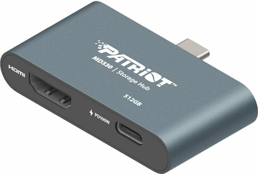 Hub USB-C Patriot MD330 PMD512GH013 512GB, HDMI 4K@60Hz, USB-C PD 100W, USB 3.2 Gen1, argjendtë