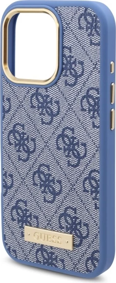 Mbështjellës Guess 4G Logo Plate MagSafe për iPhone 16 Pro Max, Kaltër