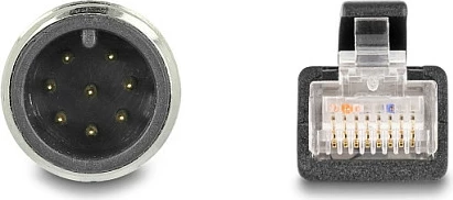 Kabllo rrjeti DeLOCK M12 (A-coded) 8-pin në RJ45, Cat5e, 1 m, e zezë