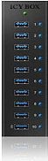 USB hub ICY BOX IB-AC6110, 10 porta, USB 3.2 Gen 1, alumini, e zezë