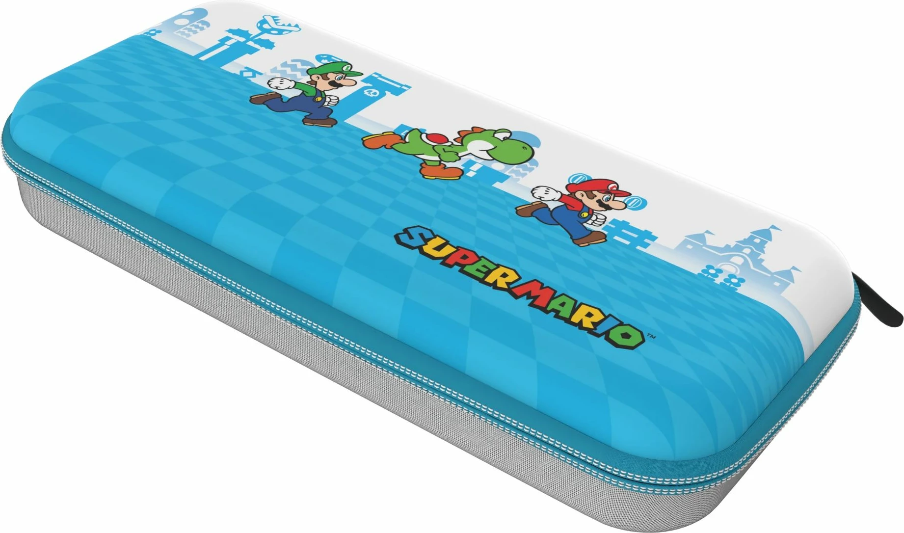 Kasë udhëtimi PDP Mario Escape për Nintendo Switch/Lite/OLED, me stand të integruar, bardhë me kaltër