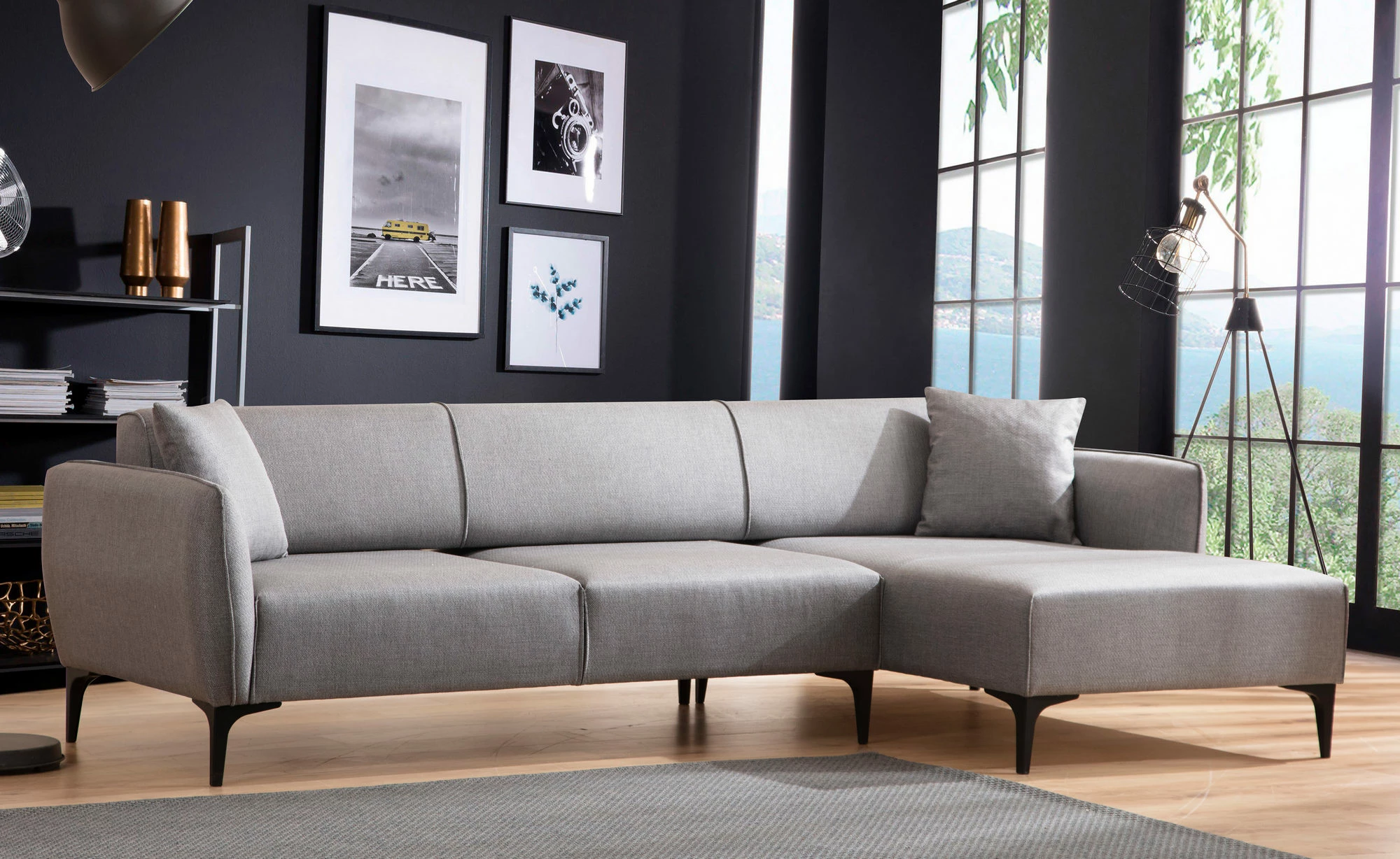 Këndore Belissimo, ngjyrë gri, Atelier del Sofa, anë e djathtë