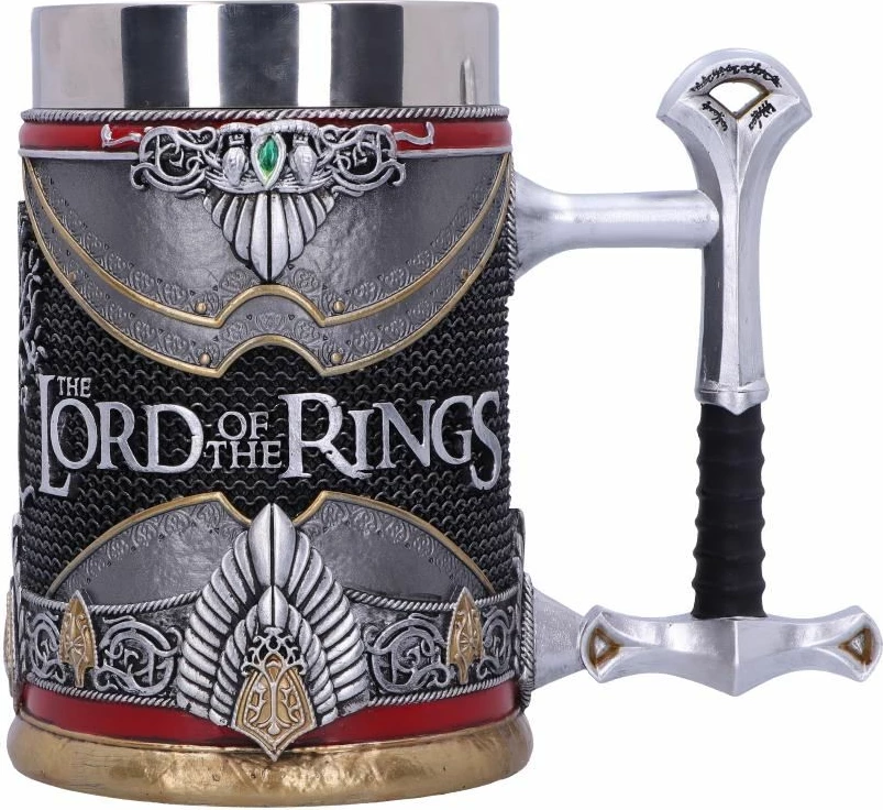 Mug NEMESIS NOW Lord of the Rings Aragorn, me dorezë shpatë Narsil, i punuar me rrëshirë elfi, i pikturuar me dorë
