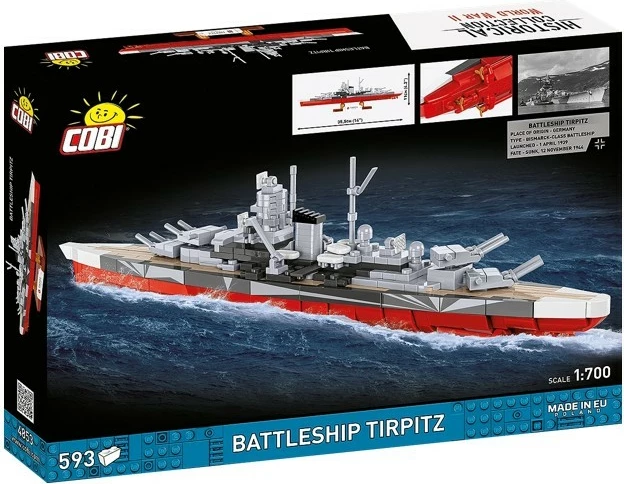 Set ndërtimi me blloqe, Cobi, Battleship Tirpitz 4853, 593 elemente, shkallë 1:700