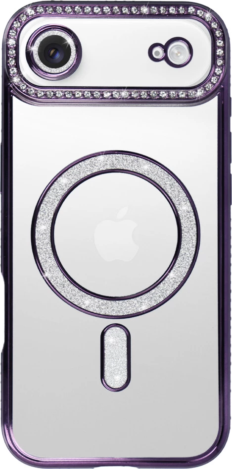 Mbështjellës silikoni MagSafe ONASI 24504 për Samsung Galaxy A57, transparent me xixa, vjollcë transparente