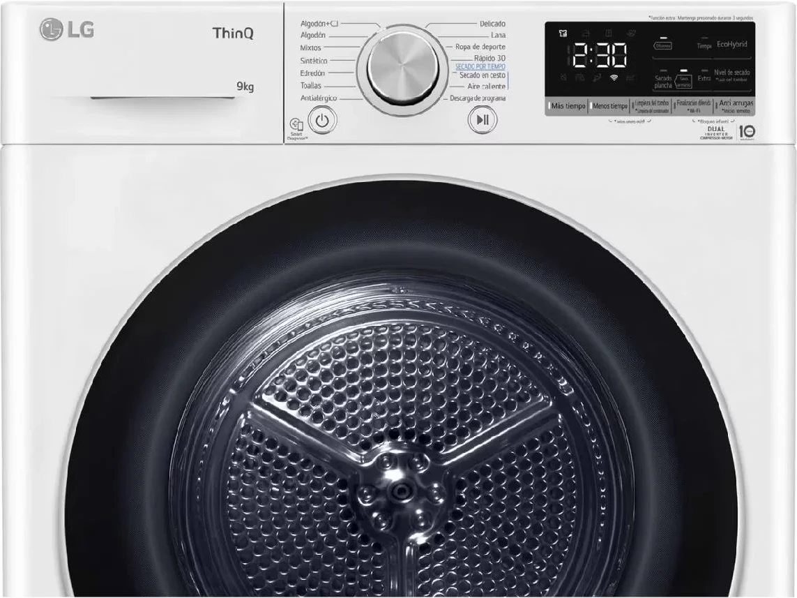 Tharëse rrobash LG RH90V9AV3N, 9 kg, Dual Inverter Heat Pump, A+++, ThinQ, e bardhë