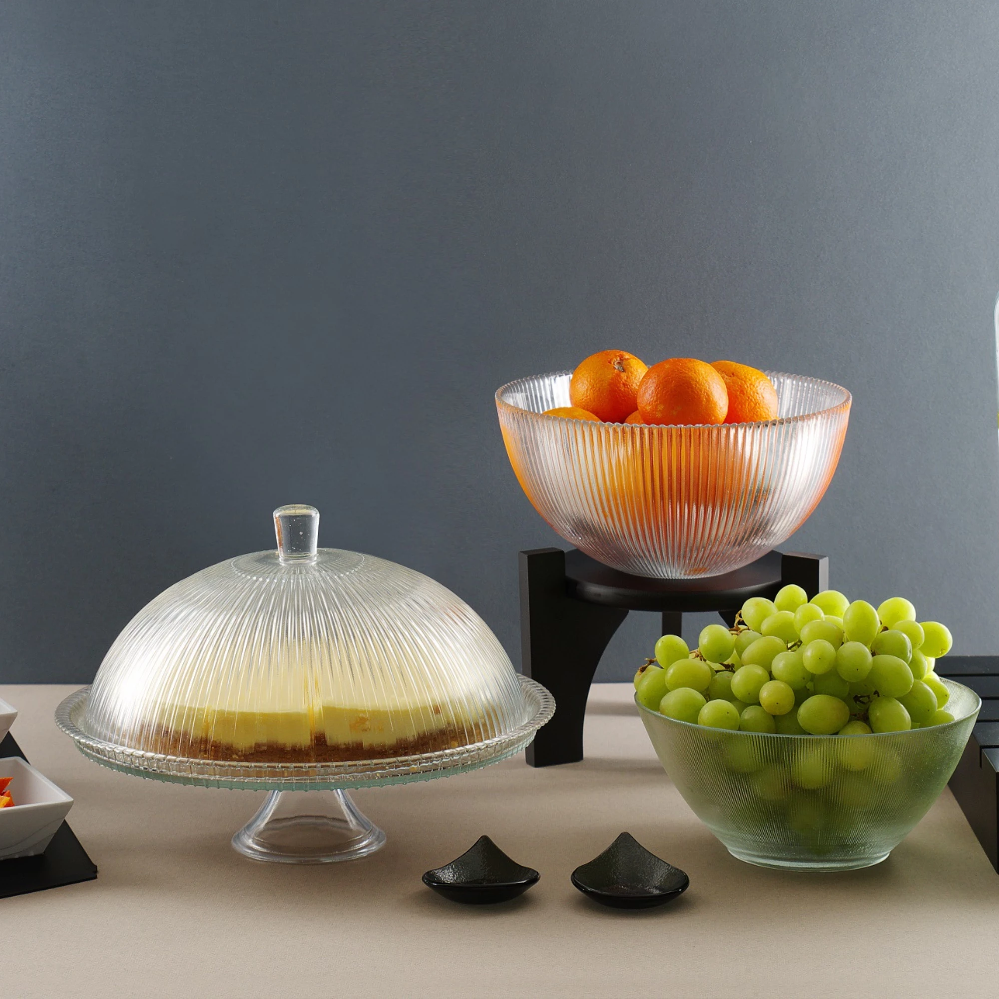 Tas servirës, Fine Dine Aura, 3.5 L, Ø250 mm, xhami, transparent