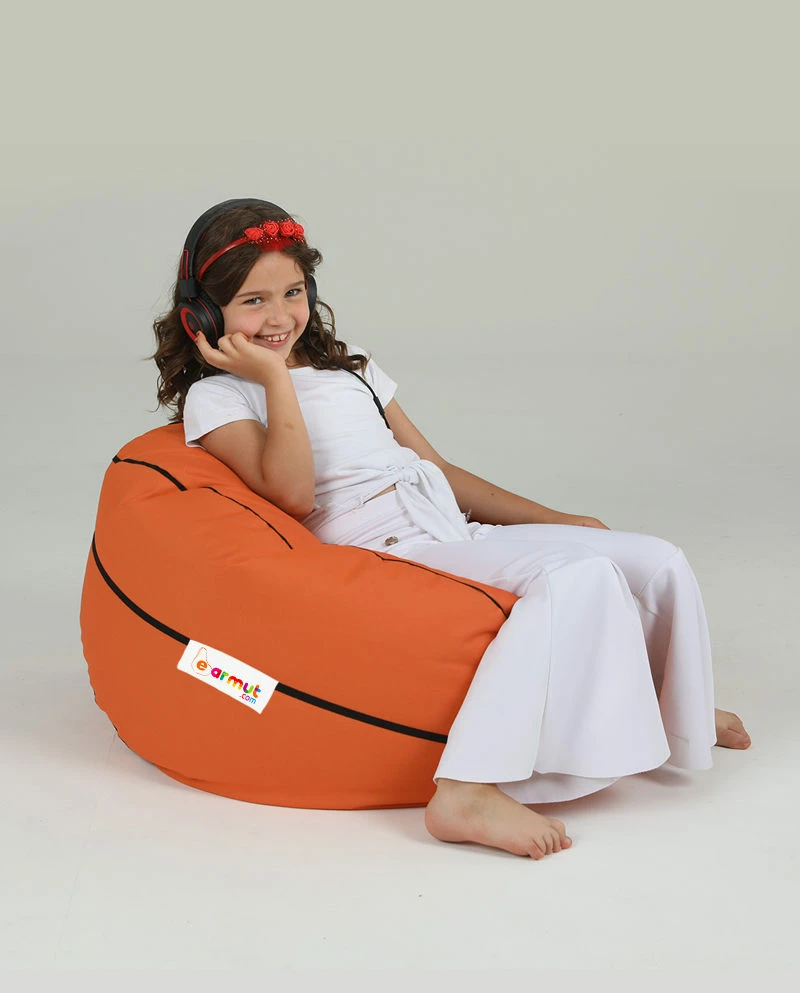 Puf kopshti për fëmijë, formë basketbolli, ngjyrë e kuqe qeramike, Atelier del Sofa