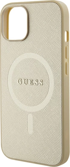 Mbështjellës Guess GUHMP15SPSAHMCB për iPhone 15 6.1", Saffiano MagSafe, ari