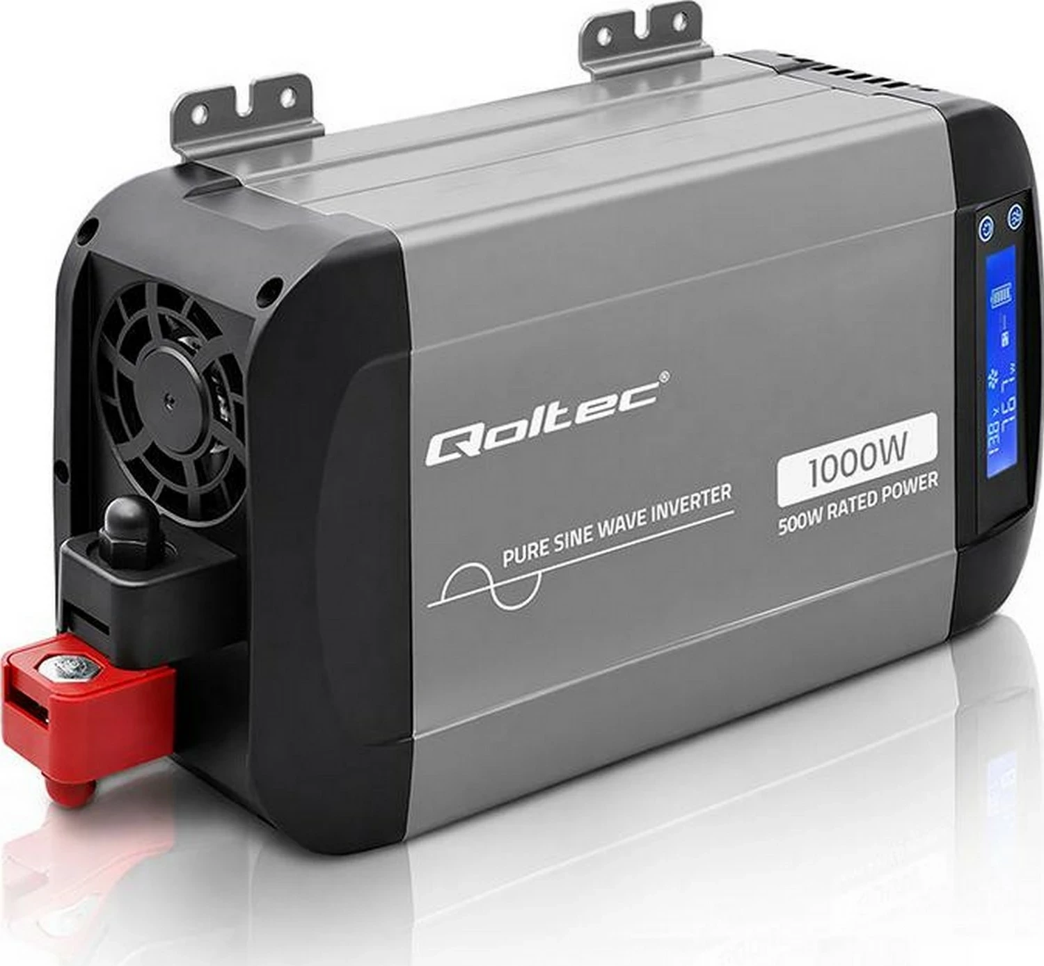 Inverter Qoltec Pure Sine Wave 12V në 230V 500/1000W, hiri