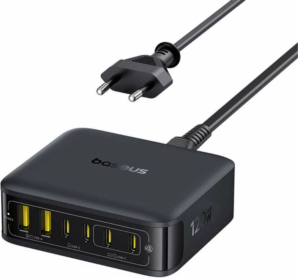 Stacion karikimi Baseus Galda EnerFill FH21 120W 2xUSB-A + 4xUSB-C kabllo 1.5 m, i zi