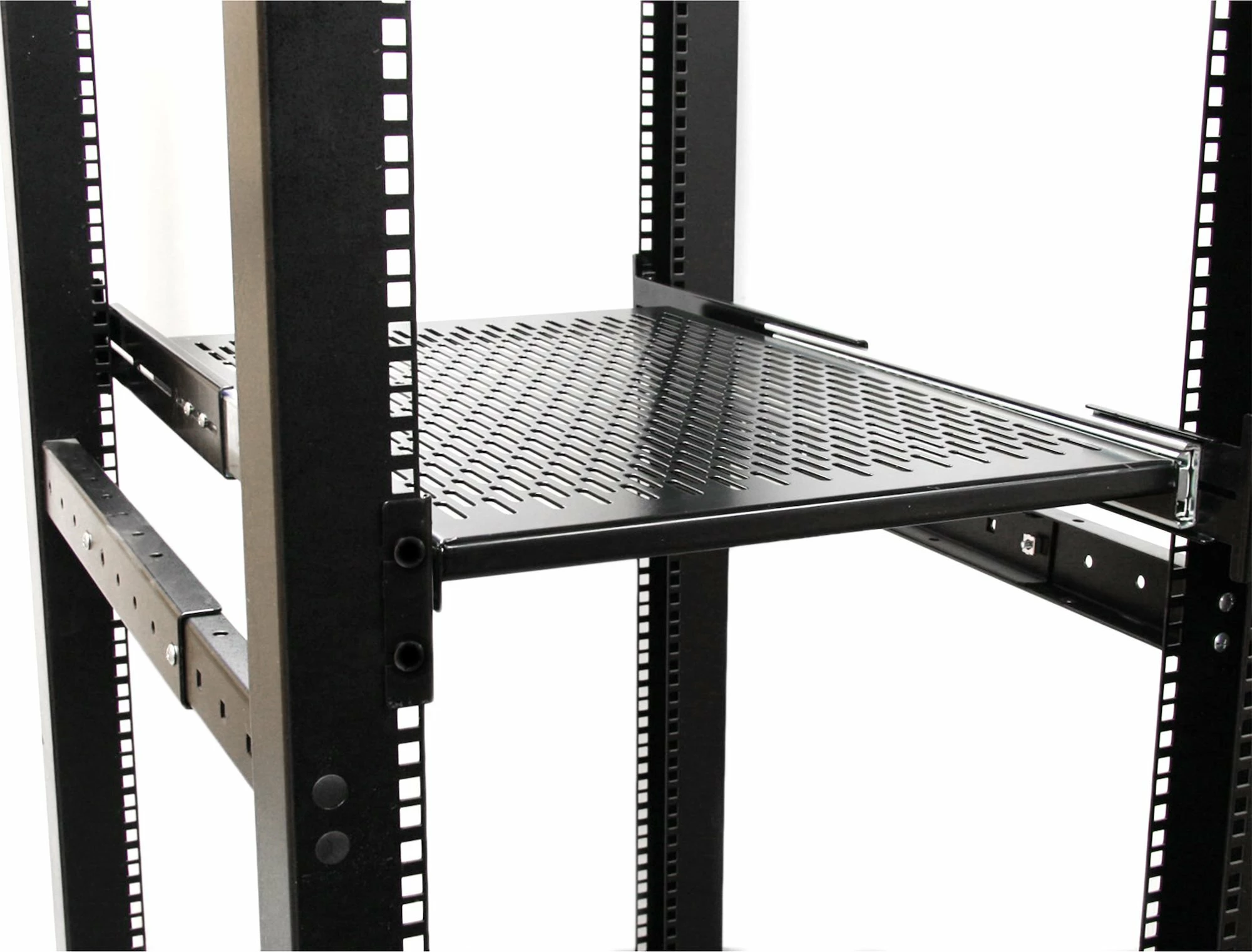 Raft rrëshqitës për rack 19" StarTech UNISLDSHF19, 2U, thellësi e rregullueshme 20-30in, i ventiluar, kapacitet 22.7 kg, çelik, i zi