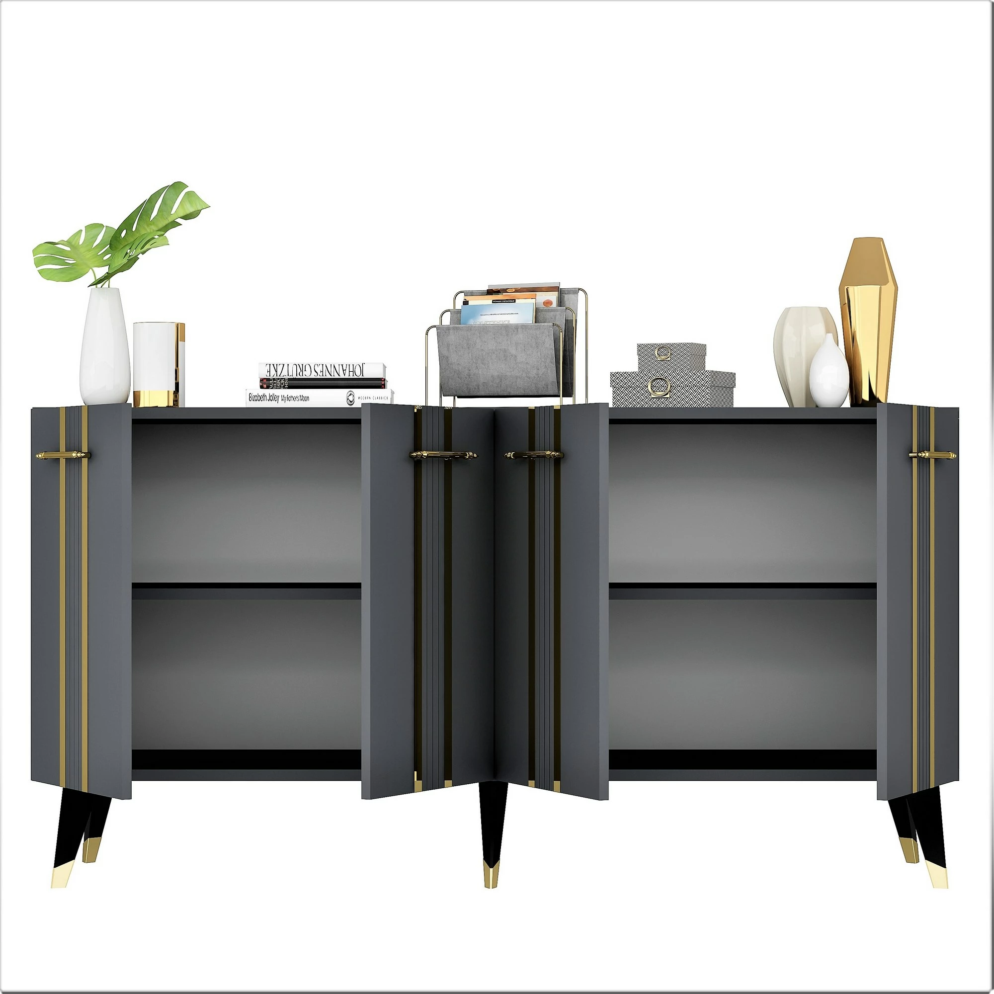 Konsol Hanah Home, Asel, anthracite-gold