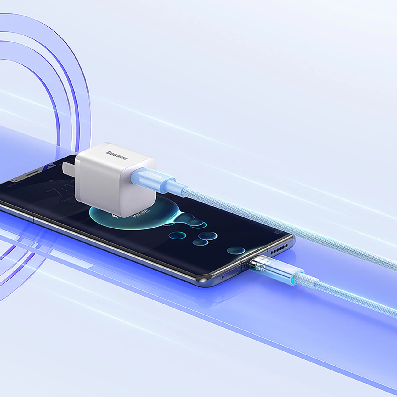 Kabllo USB-C në USB-C Baseus Explorer 2m, 100W, Sensor temperature, Blu