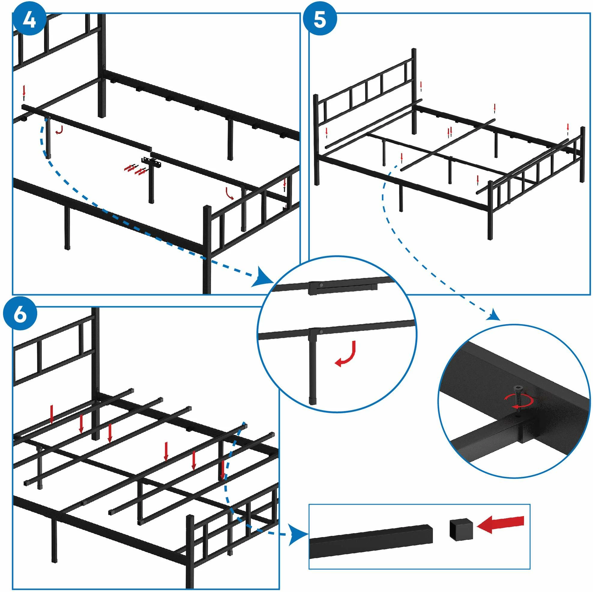 Krevat dopio metalik, ngjyrë e zezë, Skye Decor, 150x200cm