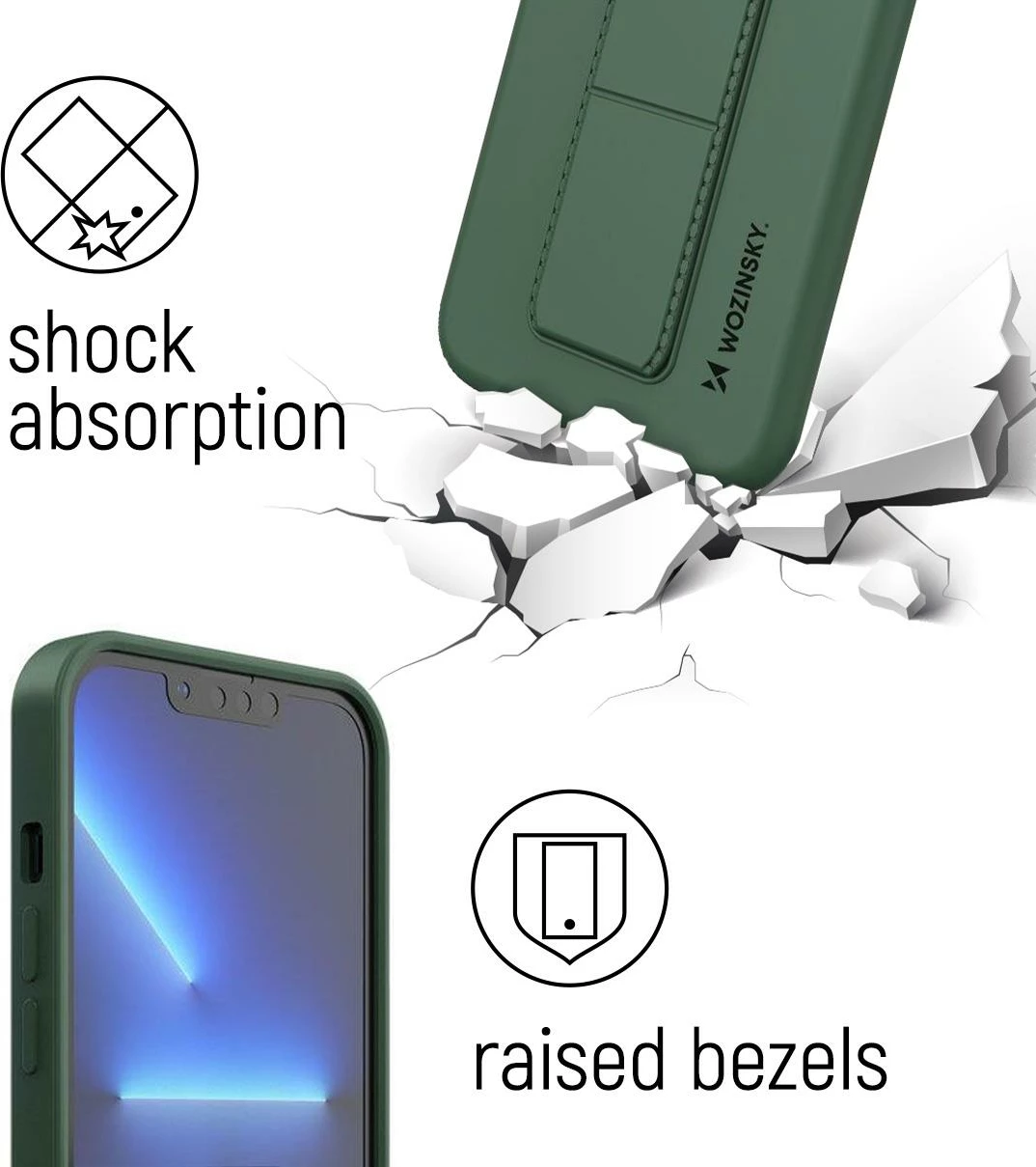 Mbështjellës Wozinsky Kickstand Case për iPhone 13, silikon, i kuq
