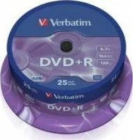 Disk DVD+R Verbatim 43500 4.7GB 16x Matt Silver, paketim 25 copë (cake)