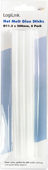 Shkopinj ngjitësi të nxehtë LogiLink, 11.2mm x 200mm, 6 copë, transparent