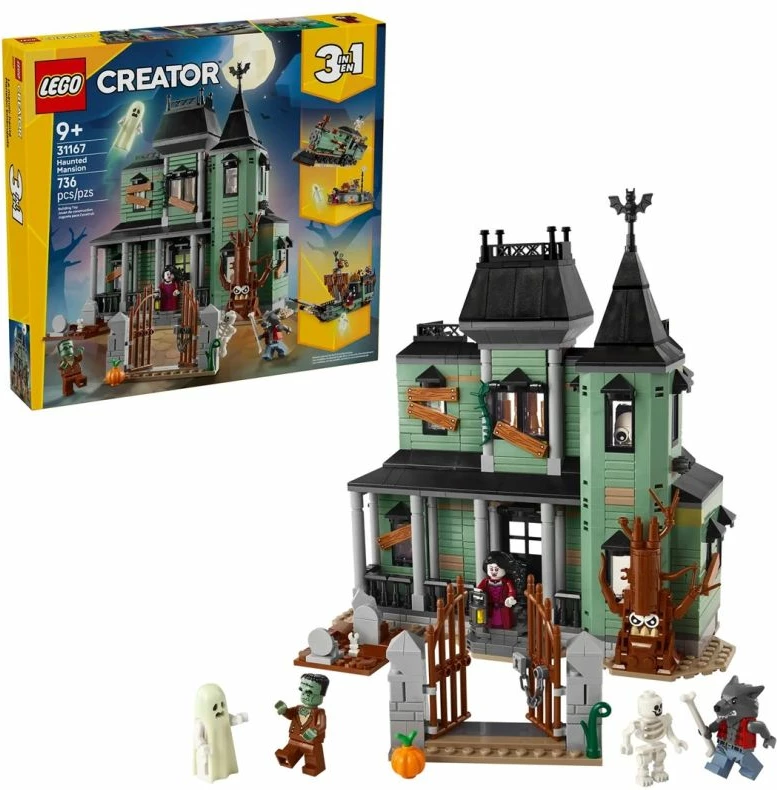 Set ndërtimi LEGO Creator 3-in-1 31167 Haunted Residence, 736 pjesë, me minifigura