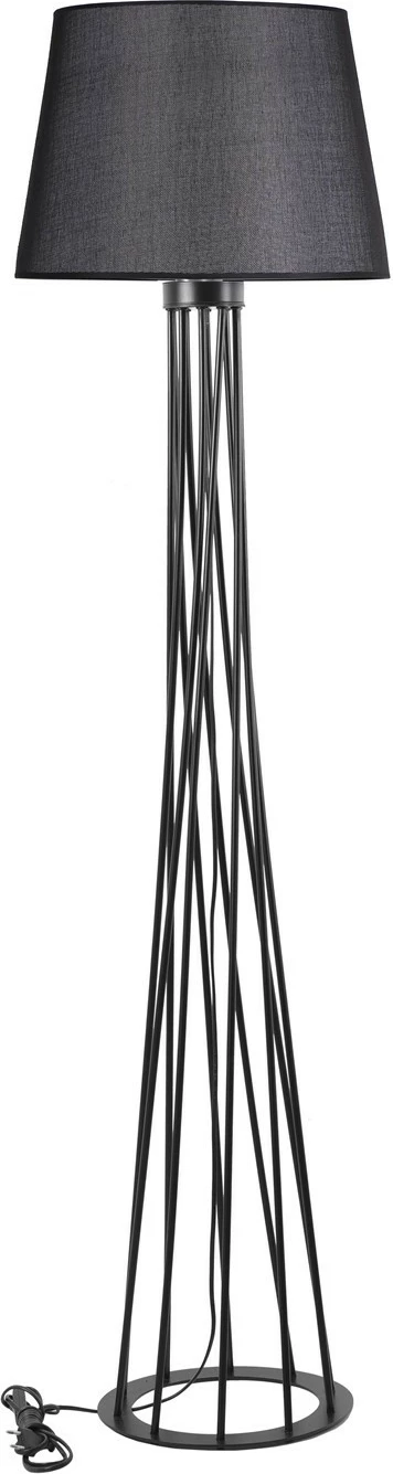 Llambë dyshemeje Opviq, këmbë e zezë, abazhuri piramidë, ngjyrë e zezë