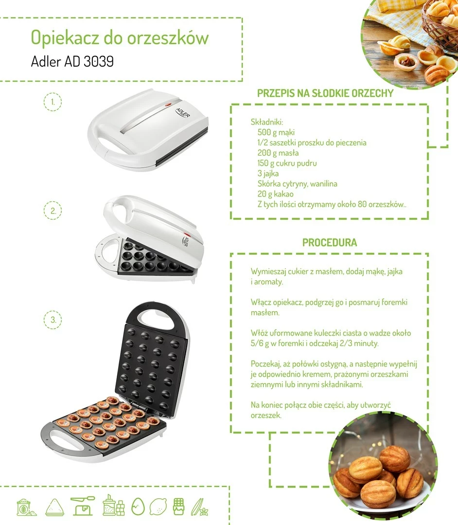 Toaster Adler AD 3039 për biskota/arahide, Bardhë