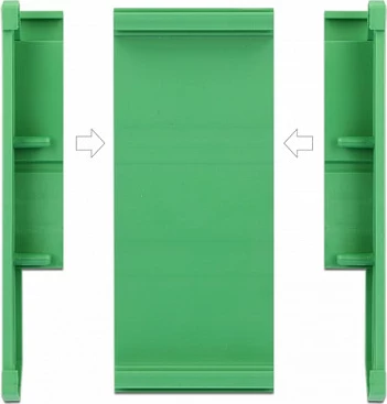 Mbajtës pllake qarku DeLOCK 107 mm, për shinë DIN 15/35 mm, 50 mm, plastikë, jeshil