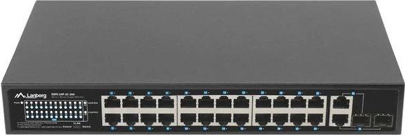 Switch LANBERG Lanberg switch, 24x 100Mb PoE+, 2x Combo, Rack 19" 360W