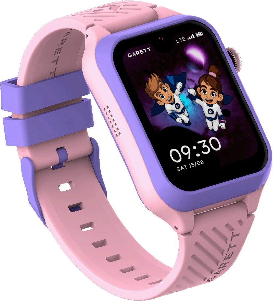 Smartwatch për fëmijë Garett Kids Essa 2 AI 4G LTE 16GB AMOLED 1.77\" GPS IP68 rozë, set me 2 rripa