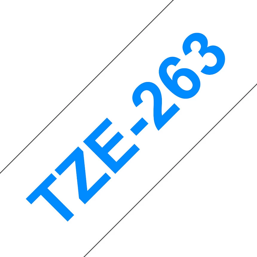 Kasetë shirit etiketimi Brother TZe-263, 36mm x 8m, blu mbi të bardhë