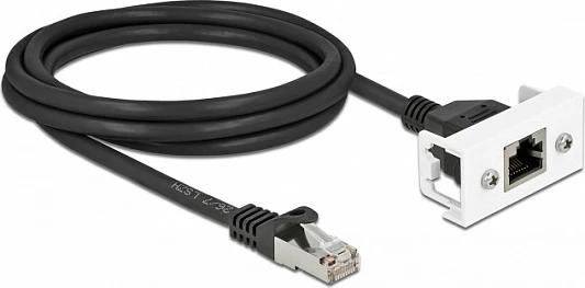 Kabllo rrjeti DeLOCK Easy 45, Cat6a S/FTP, RJ45 mashkull në RJ45 femër, 2 m, zezë/bardhë