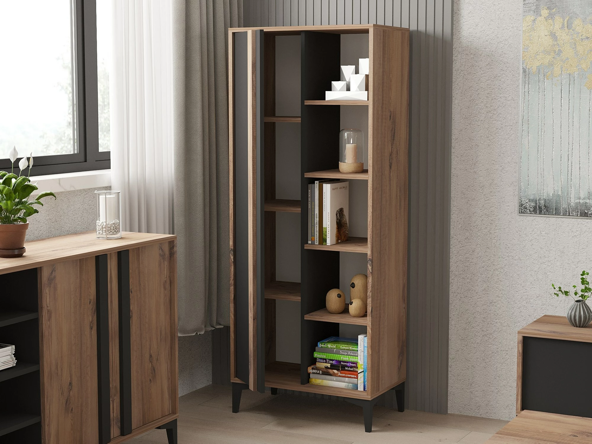 Raft librash Hanah Home, Iraz, ngjyrë Atlantik dhe Antracit