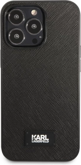 Mbështjellës Karl Lagerfeld KLHCP13XSFMP2K për iPhone 13 Pro Max 6.7", i fortë, lëkurë saffiano, i zi