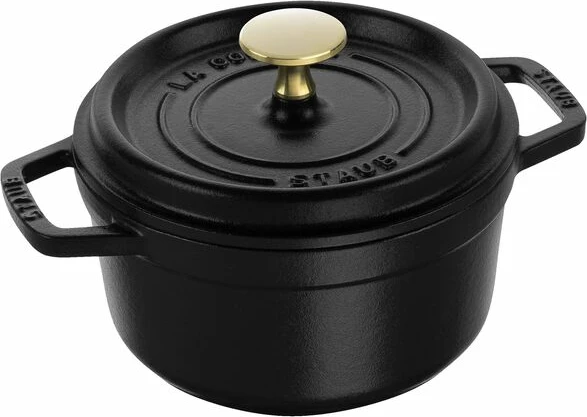Cocotte STAUB, 16 cm, e rrumbullakët, e zezë, prej gize