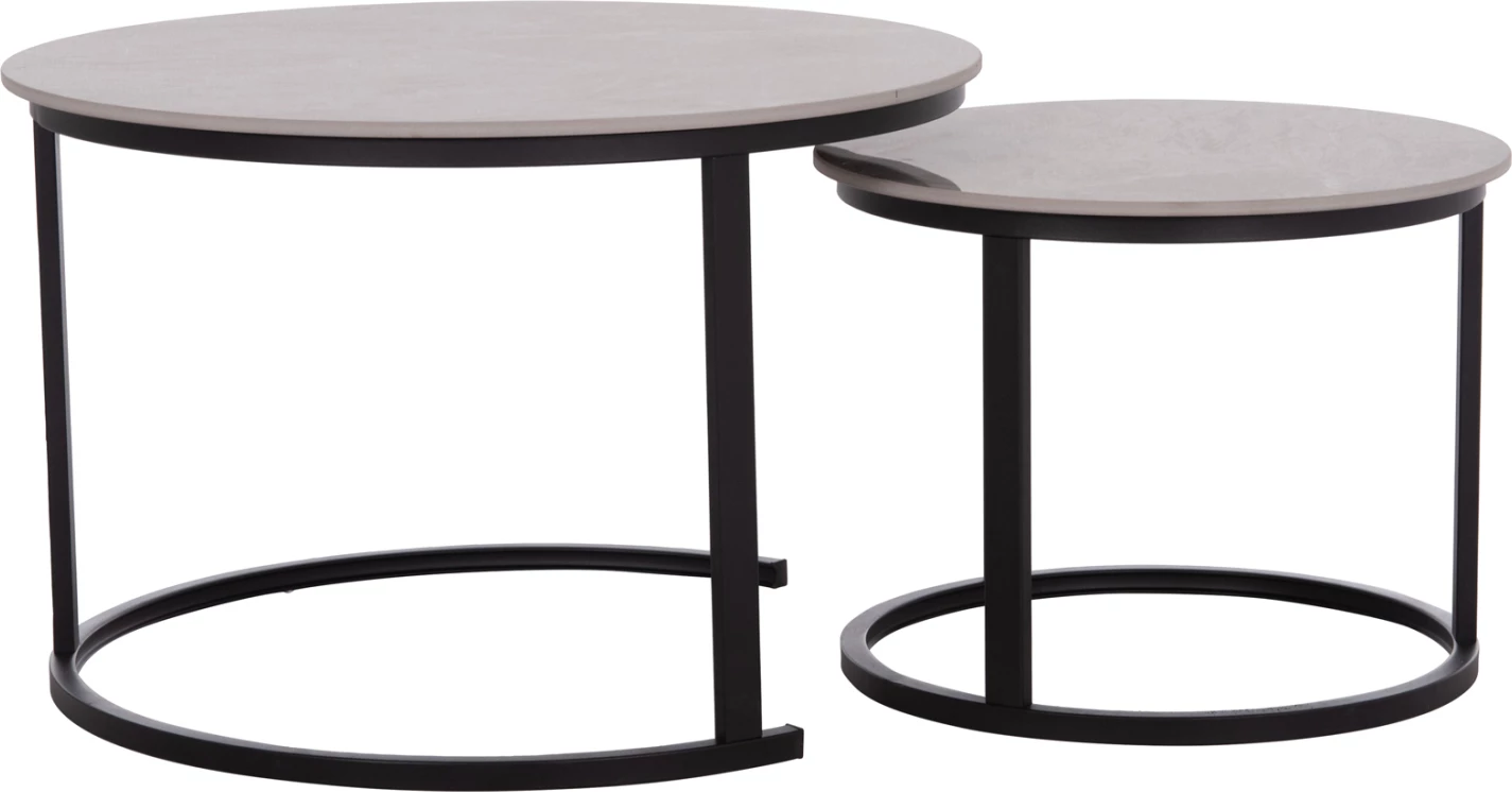 Set tavolinash kafeje 2 copë, sipërfaqe qeramike, pamje mermeri gri, TALOS FH18140.04, 70x45.5cm