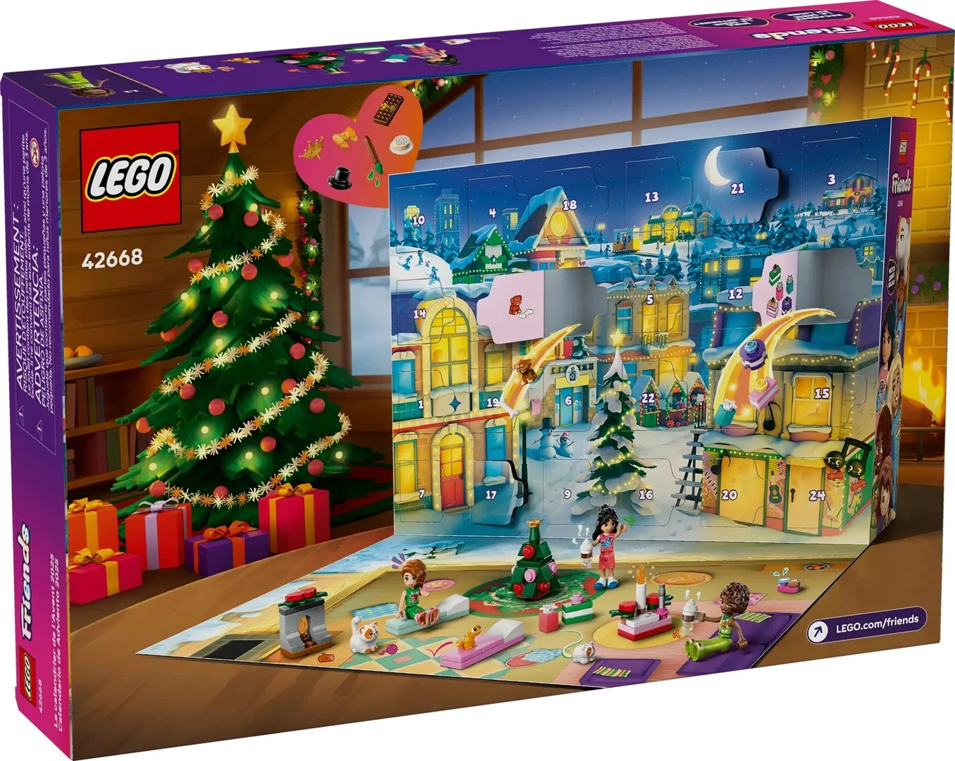 Kalendar adventi LEGO Friends 42668, 237 pjesë, 5 minifigura, për fëmijë, shumëngjyrësh