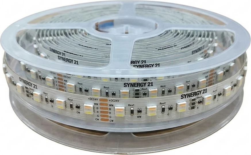 Shirit LED Synergy21 Flex 5050, 10m, 60 LED/m, RGB + Bardhë e Ngrohtë (RGB-CCT), DC 24V, IP20