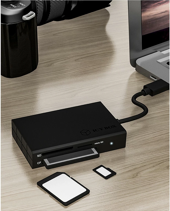 Adapter lexues kartelash ICY BOX, USB-C, SD/microSD/CF, USB 3.2 Gen 1, i zi