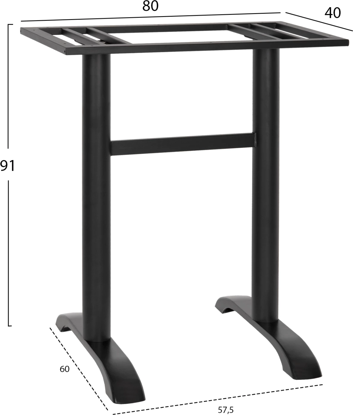 Bazë tavoline për bar, metalike, lartësi mesatare, FH479.01, e zezë, 40x80x91 cm