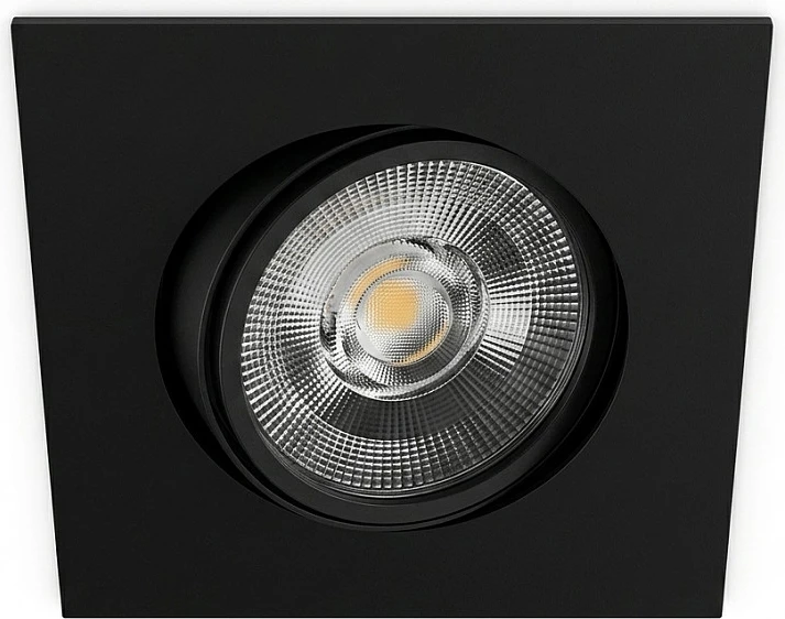 Spot LED tavanor i integrum Synergy21 Helios, katror, i rrotullueshëm, dritë e ngrohtë, i zi