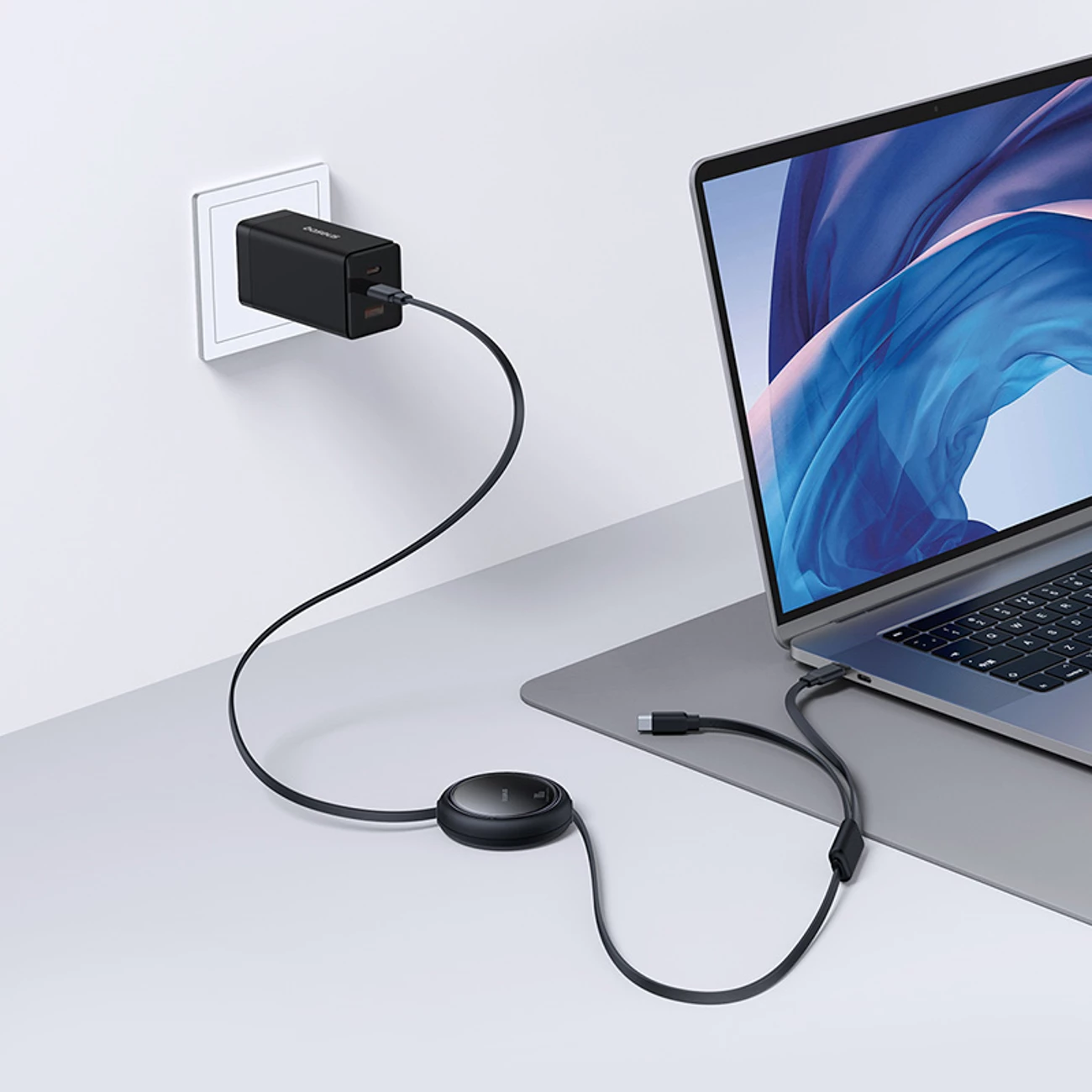 Kabllo tërheqëse USB-C Baseus Bright Mirror Series, 2x USB-C, 100W, 1m, e zezë