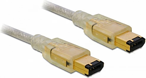 Kabllo FireWire DeLOCK A/A 1m, 6-pin mashkull/mashkull, gri