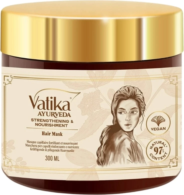 Maskë për flokë për femra Dabur Vatika Ayurveda Strengthening and Nourishing, 300ml