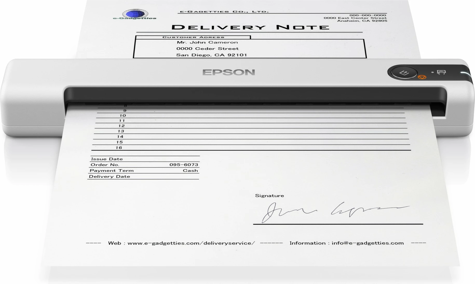 Skaner Epson WorkForce DS-70, 600x600 DPI, A4, USB, portativ