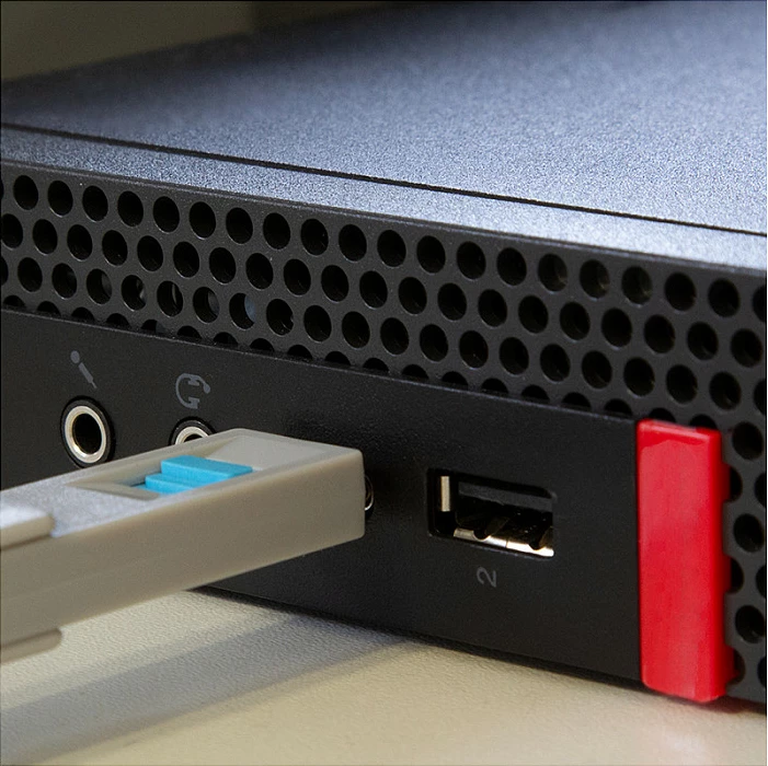 Bllokues porte USB-C LogiLink, 1 çelës + 4 bllokues, gri/kaltër