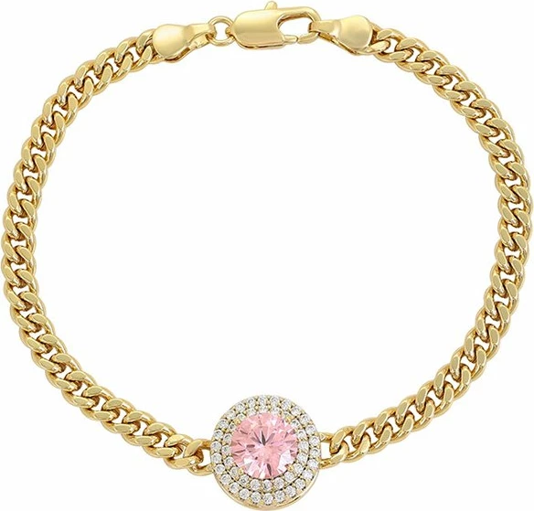 Byzylyk i praruar në arë 14k, me guri rozë BDR14