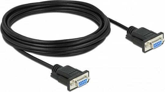 Kabllo seriale DeLOCK RS-232 DB-9 null modem, femër-femër, 5 m, e zezë