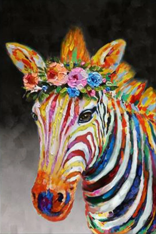 Pikturë dekorative zebër shumëngjyrëshe në kanavacë, 80x120x4cm