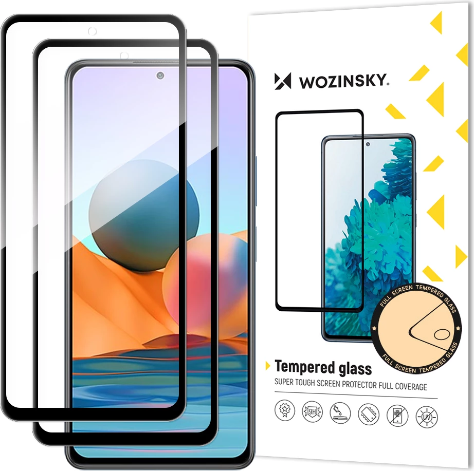 Xham i temperuar Wozinsky për Xiaomi Redmi Note 12 Pro+ / Note 12 Pro / Note 12 5G / Note 12 / Note 10 Pro, i zi, set prej 2 copë
